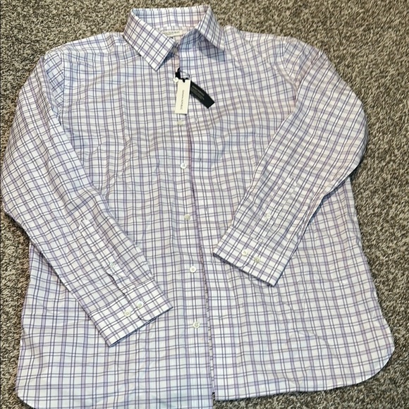 Banana Republic Purple and White Plaid Shirt, wrinkle resistant, standard fit - Picture 1 of 3